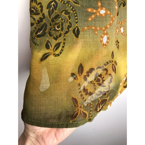 New York & Company Green Floral Pattern Sleeveless Sheer Tank Top Blouse Medium - Picture 3 of 8